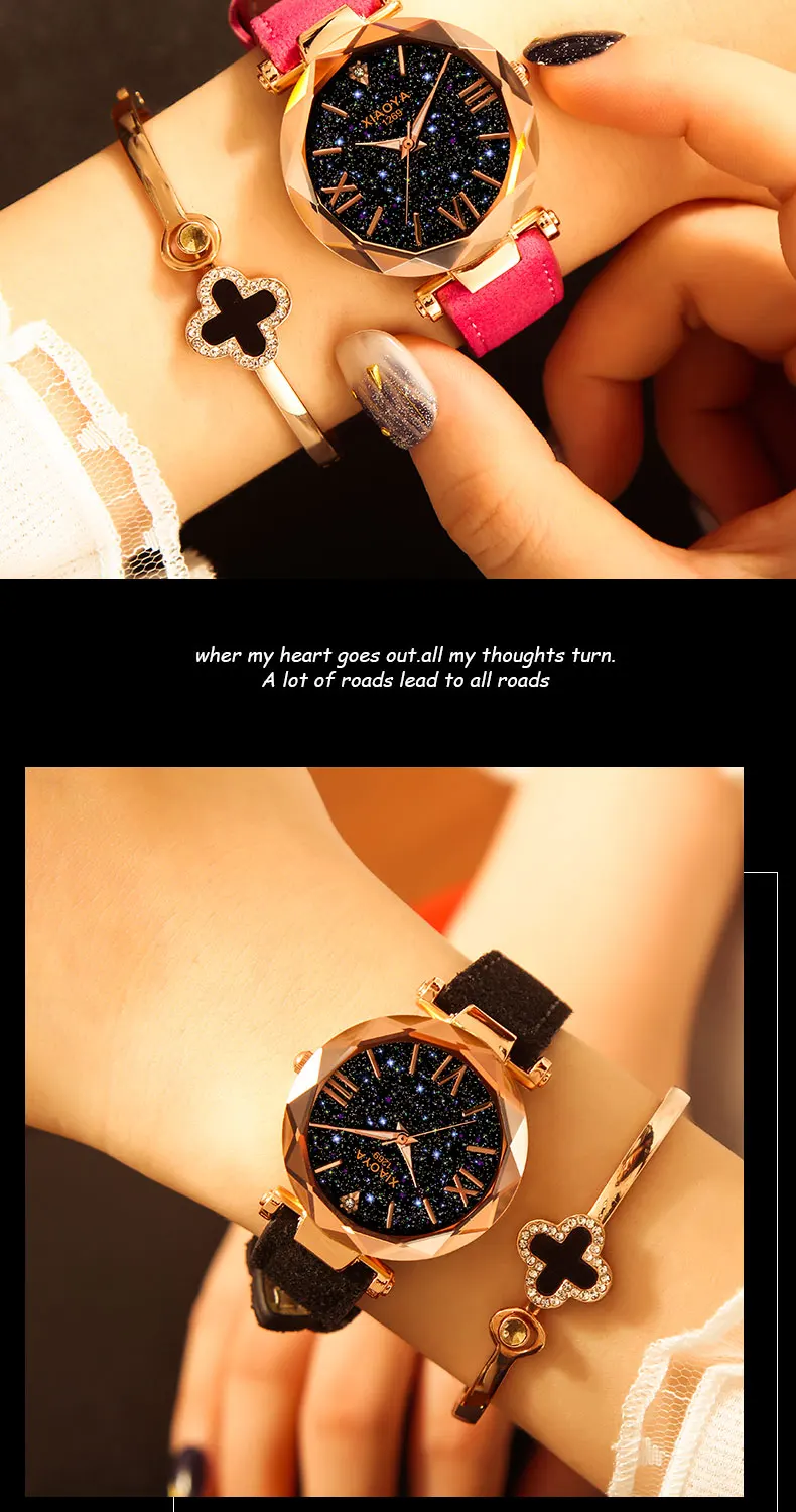 Звездное небо часы, роскошные часы женские кожаные женские кварцевые наручные часы модные повседневные часы женские водонепроницаемые Relogio Feminino