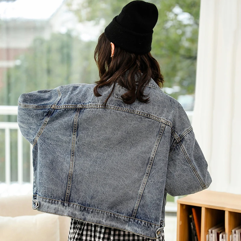 Vestes Denim Boyfriend Veste Single Vintage Lâche Blousons En Manches Style Jean Bleu Nouveau Breasted 2019 Longues Printemps À qYxIHWwAf6