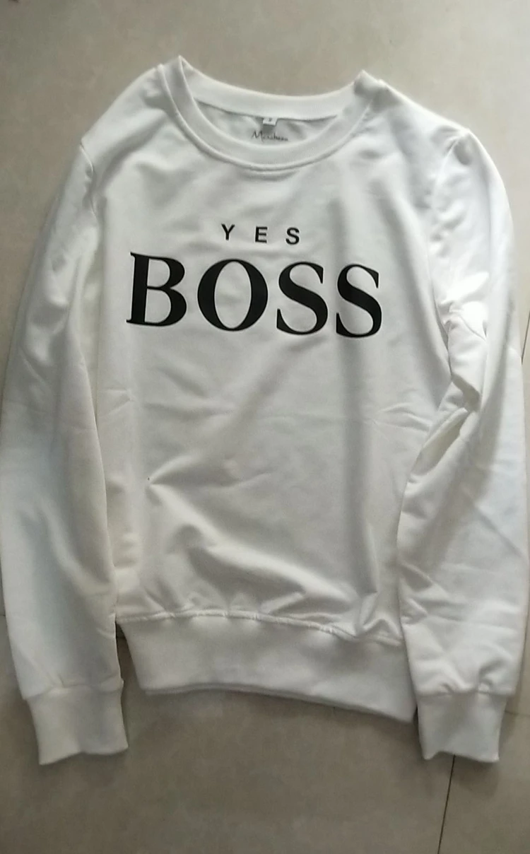  Manubeau Womens Hoodies Yes Boss Letter Printed Long Sleeve O Neck Hoodie Sweatshirt Pullover Tops 