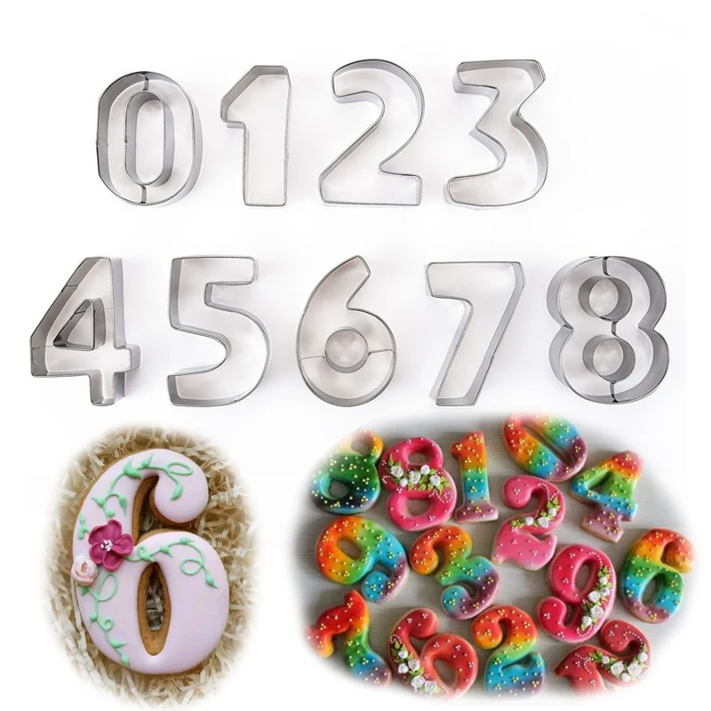 

9PCS/set 0-9 Numbers Arabic Numerals Cookies Gingerbread Mousse Cake Molds Cutters Pastry Dessert Cutter DIY Moulds