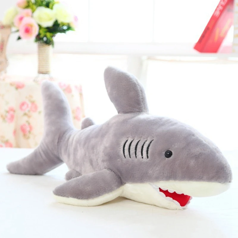 

1 Pcs Stuffed Gray Shark Dolls Soft Plush Marine Animal Plush Pillow Toys For Children Birthday Party Baby Kids Gifts