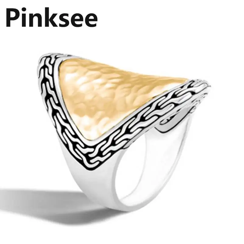 

Exaggerated Hip hop Two Tone Silver Filled Rings for Women Ring Size 6-10 Big Face Geometric Party Ring Jewelry Best Gifts