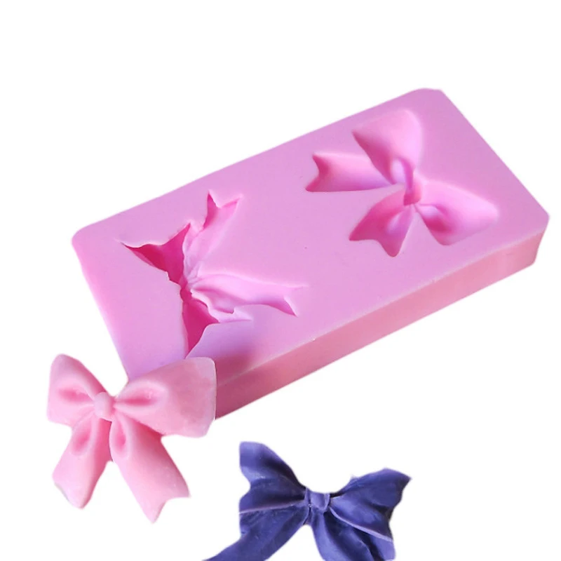 

Cute Bowknot Shape Silicone Cake Mold, Kitchen Baking Mould For Chocolate Candy Cookie DIY Fondant Cake Decoration Tools