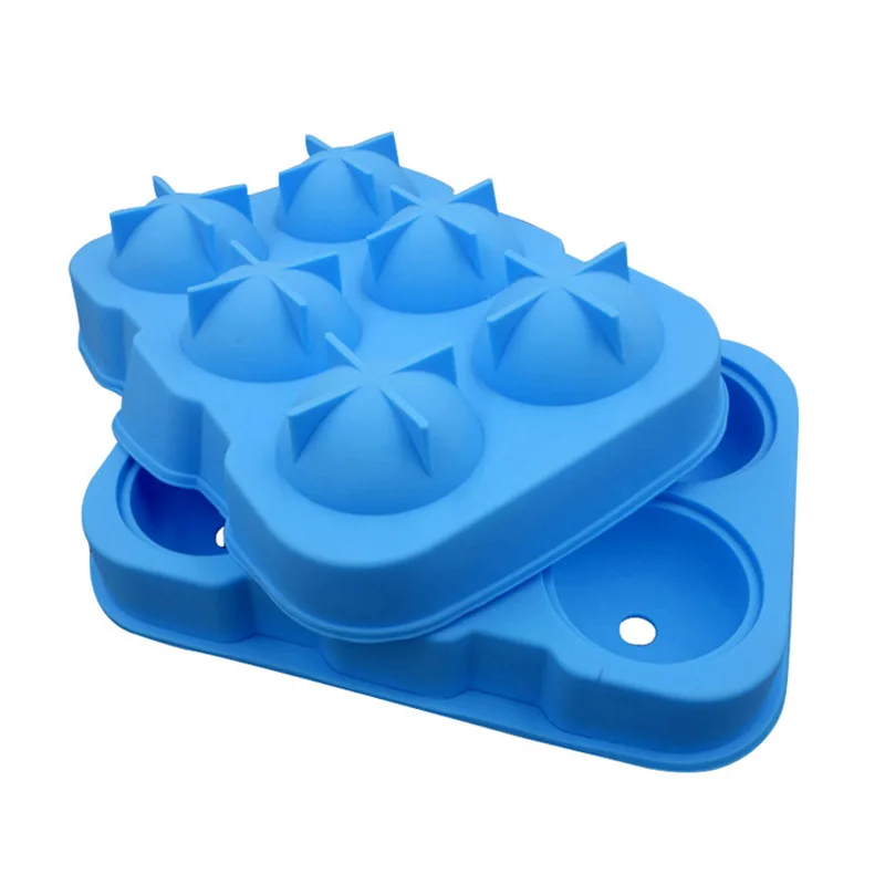 1Pc 6 Holes Spherical Silicone Ice Cube Tray Big Round Ice Ball Maker Ice Mold Tray Whiskey Cocktail Kitchen Bar Accessories (6)