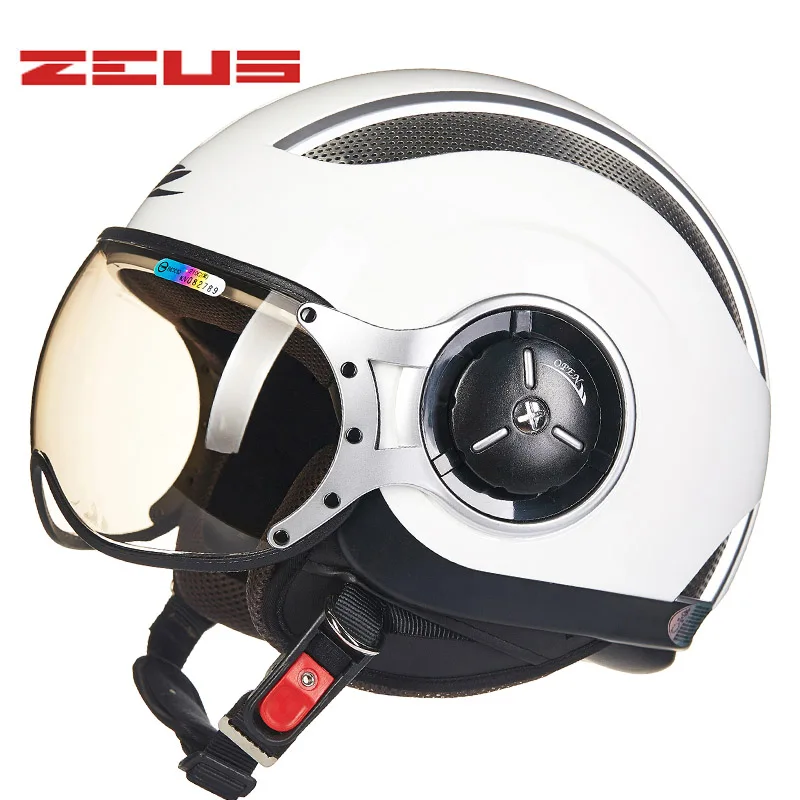 ZEUS 3/4 женский мотоциклетный шлем Jet Ретро полушлем DOT approved 218C Capacete Casco MOTO city road мужские гоночные шлемы - Цвет: white