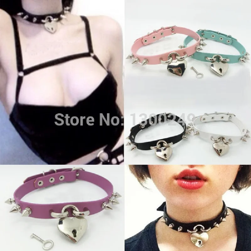 Женское Ожерелье чокер с заклепками в виде сердечек|fashion choker|punk chokerchoker fashion necklaces |