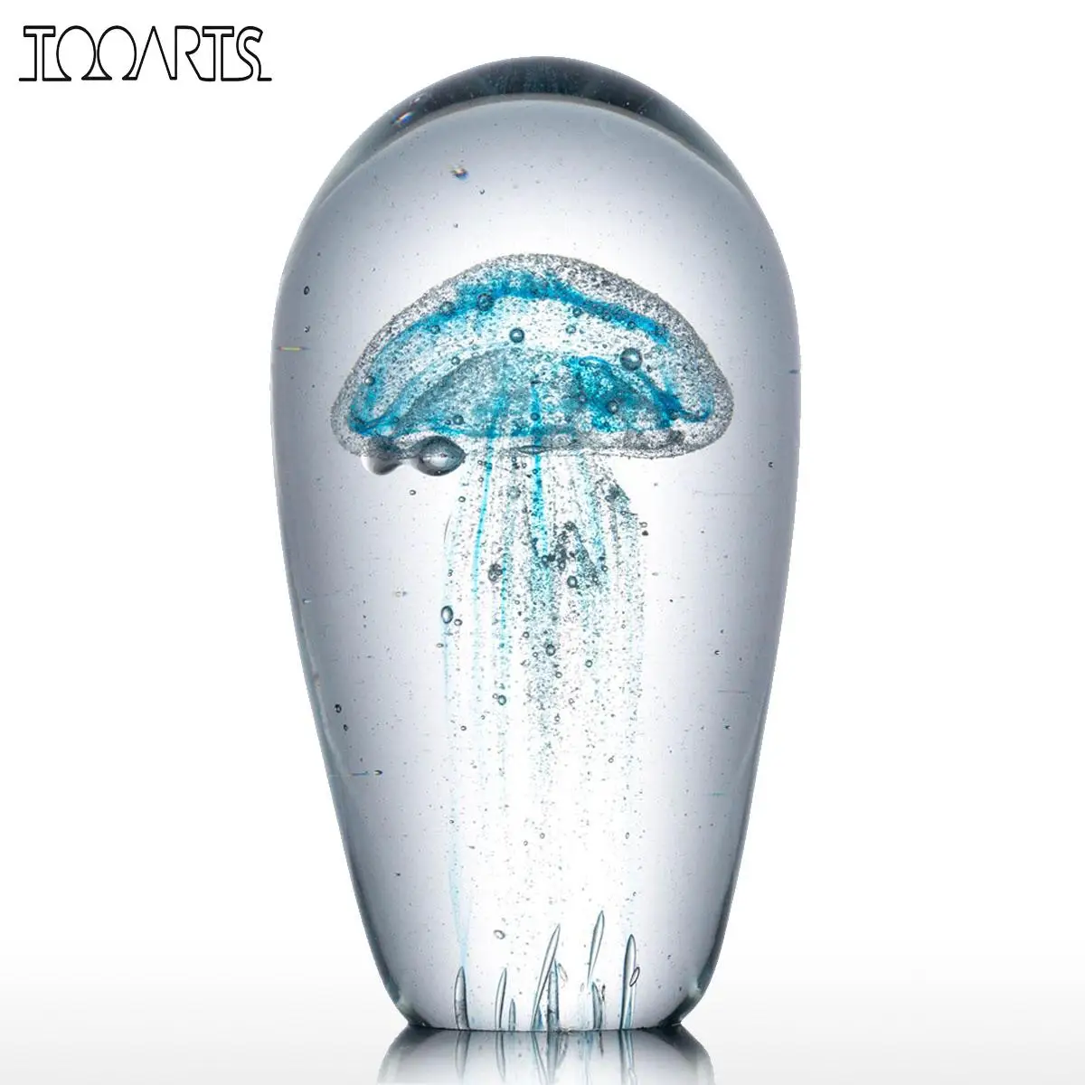 

Tooarts Blue Jellyfish Glass Sculpture Home Ornament Glass Jellyfish Best Present for Friends