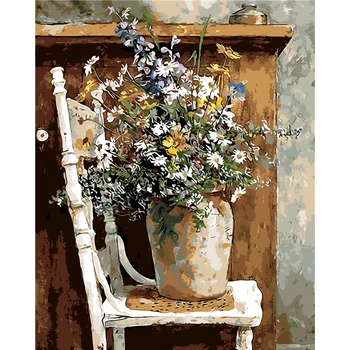 

Frameless Wall Decor Pictures Painting By Numbers Hand Painted On Canvas Decoration Painting Still Life Flower Canvas Painting