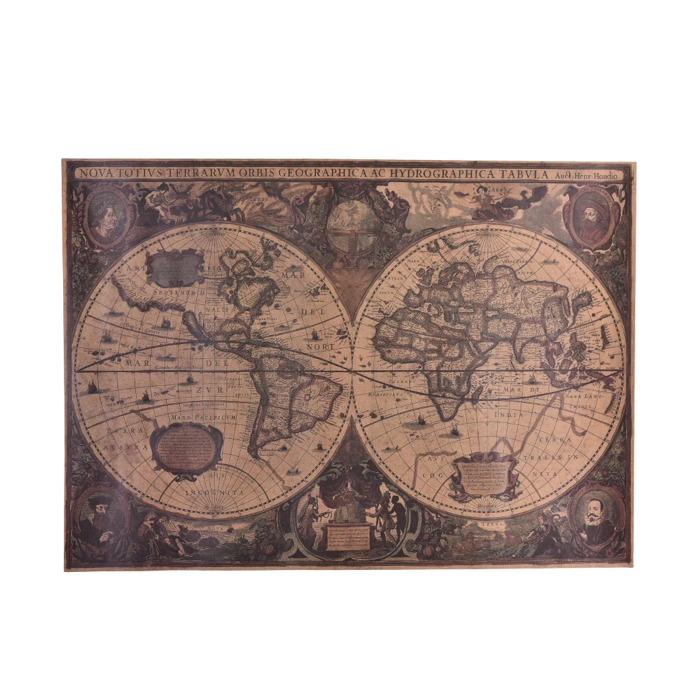

Ocean Sea Maps Retro World Map Nautical Vintage Kraft Paper Poster Wall Chart Sticker Antique Home Decor Map World
