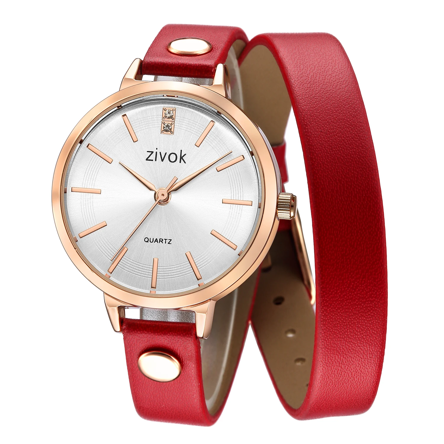 ZIVOK Fashion Women Watches Quartz Analog Clock Long Leather Strap