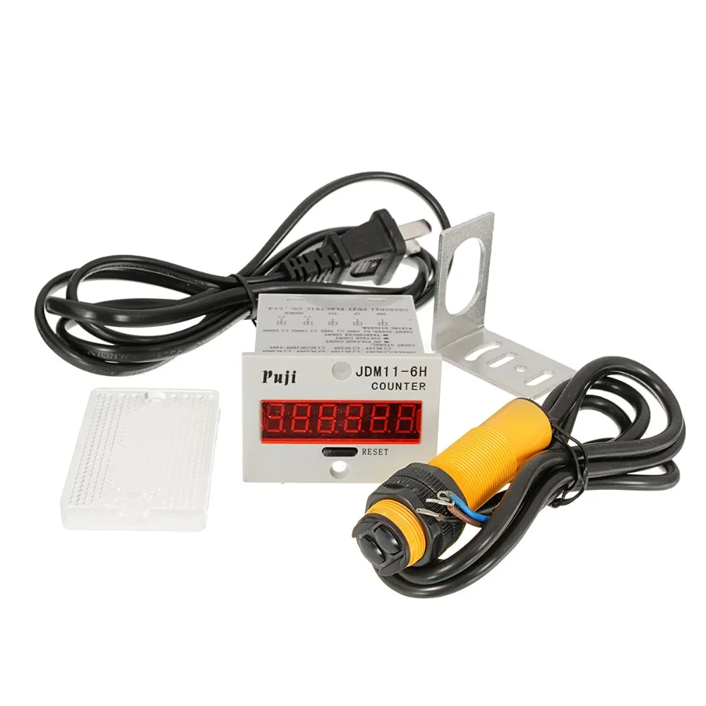 

100-240VAC 6 Digital LED Counter+Photoelectric Sensor+Reflector Conveyor Belting