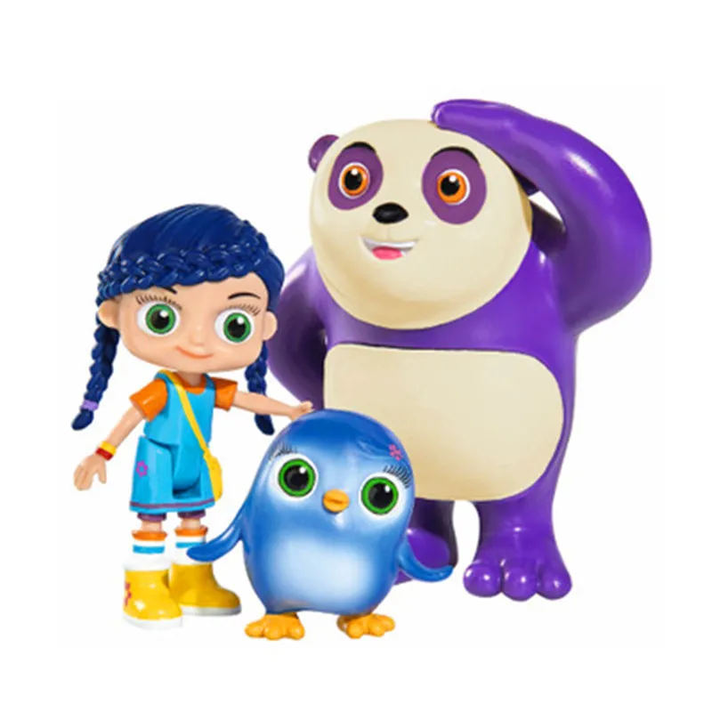 

Wissper Peggy PANDA Dan Penguin Creative Decoration Anime 3Pcs/set PVC Action Figure Collection Model Toy G2139