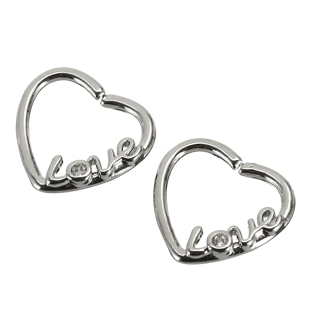 Sexy Zircon Crystal Nose Ear Rings Helix Tragus Piercings Cartilage Earring Love Heart Hoop Earring Body Jewelry Shellhard 2pcs