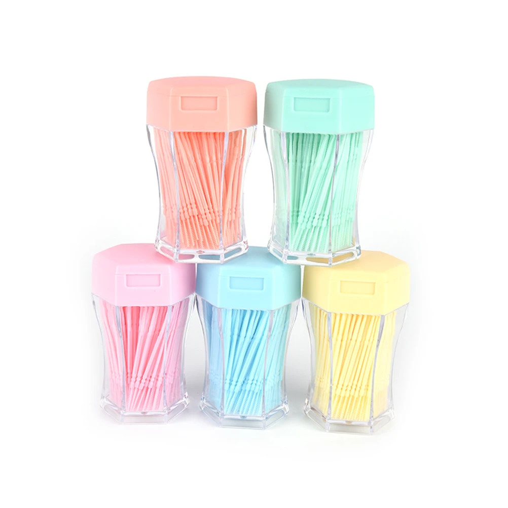 Пластик нити для зубов, зубочистки с Портативный чехол разные цвета 200 шт./упак. 2 Way стоматологический для ротовой полости зуба Палочки