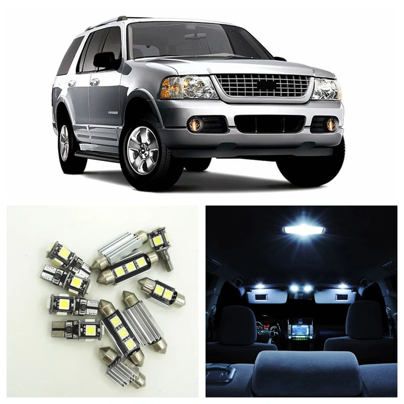 12pcs White Led Light Bulbs Interior Package Kit For Ford Explorer 02 03 04 05 Map Dome License Plate Light Ford B 11 Kit Bmw Kit Axiskit Uv Aliexpress