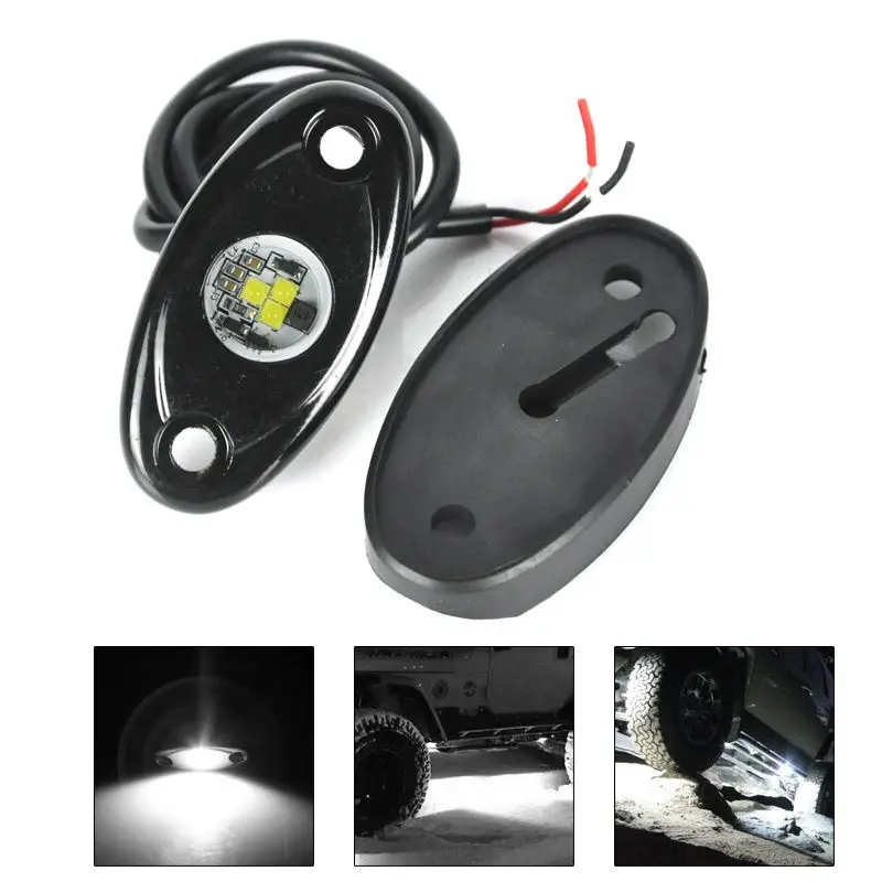 4X White 9W 3 LED High Power LED Rock Light Kit For Jeep Truck SUV Off-Road Boat
