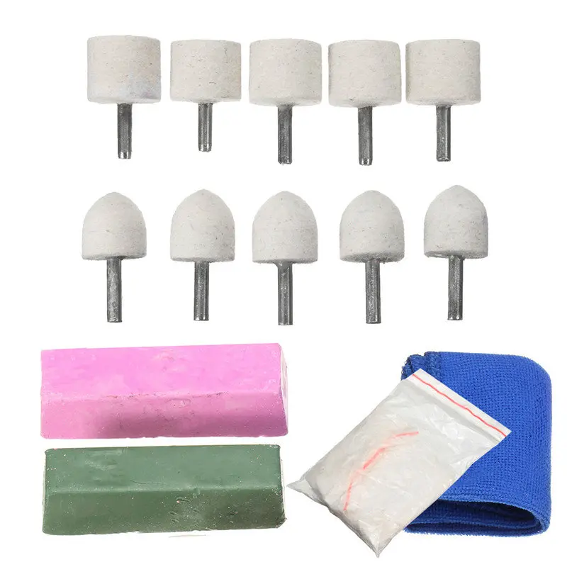New 14pc Aluminium Brass Copper Alloys Metal Polishing Kit Felts 2