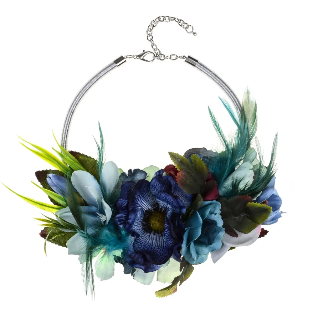 Buy Romantic Blue Flower Necklaces & Pendants Feather