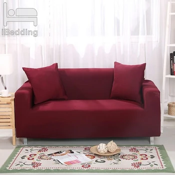 

Pure Wine Red Stretch Sofa Protector Cover for Living Room Sofa Slipcovers Sectional L Shape Sofacover 1/2/3/4 Seater