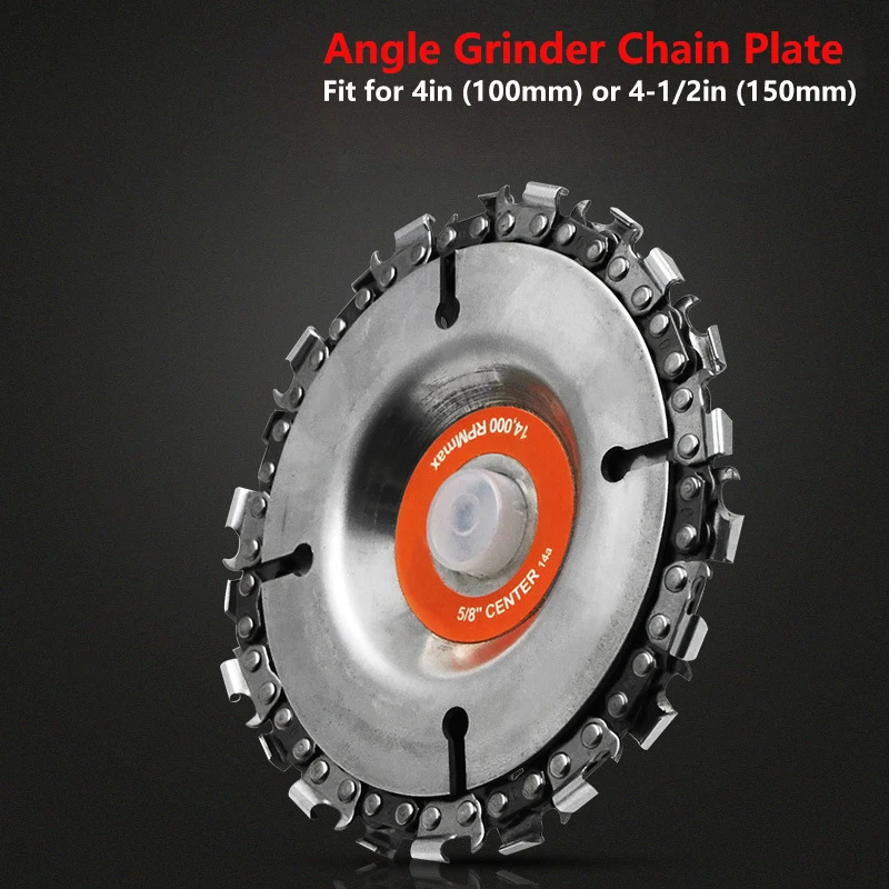 

4/4.5/5/9 in Grinder Disc and Chain 22 Tooth Fine Abrasive Cut Chain 100/115/125 Angle Grinder Wood Carving Disc Cutting Shape