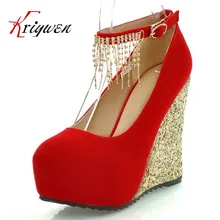 Neue ankunft frühjahr neue diamant keile Strass hochhackigen partei schuhe reizvolle pumpen dicken high heels weibliche kristall frau schuhe