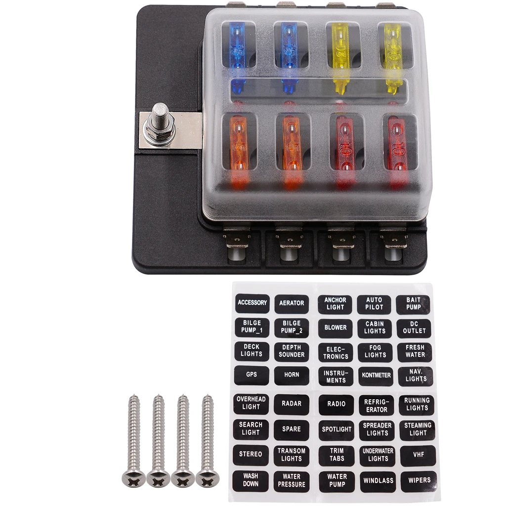 

8-way high quality waterproof and dustproof blade fuse box with LED warning light kit for car truck ship 12V 32v