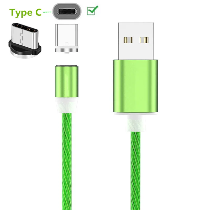 Магнитный светодиодный кабель для быстрой зарядки Micro USB Type C Samsung S9 A50 A70 Google Pixel 3a 3