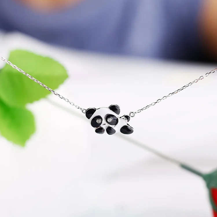 Panda женское ожерелье s 925 серебро животное панда кулон для девочек ожерелье s для женщин ожерелье подвески серебряные ювелирные изделия