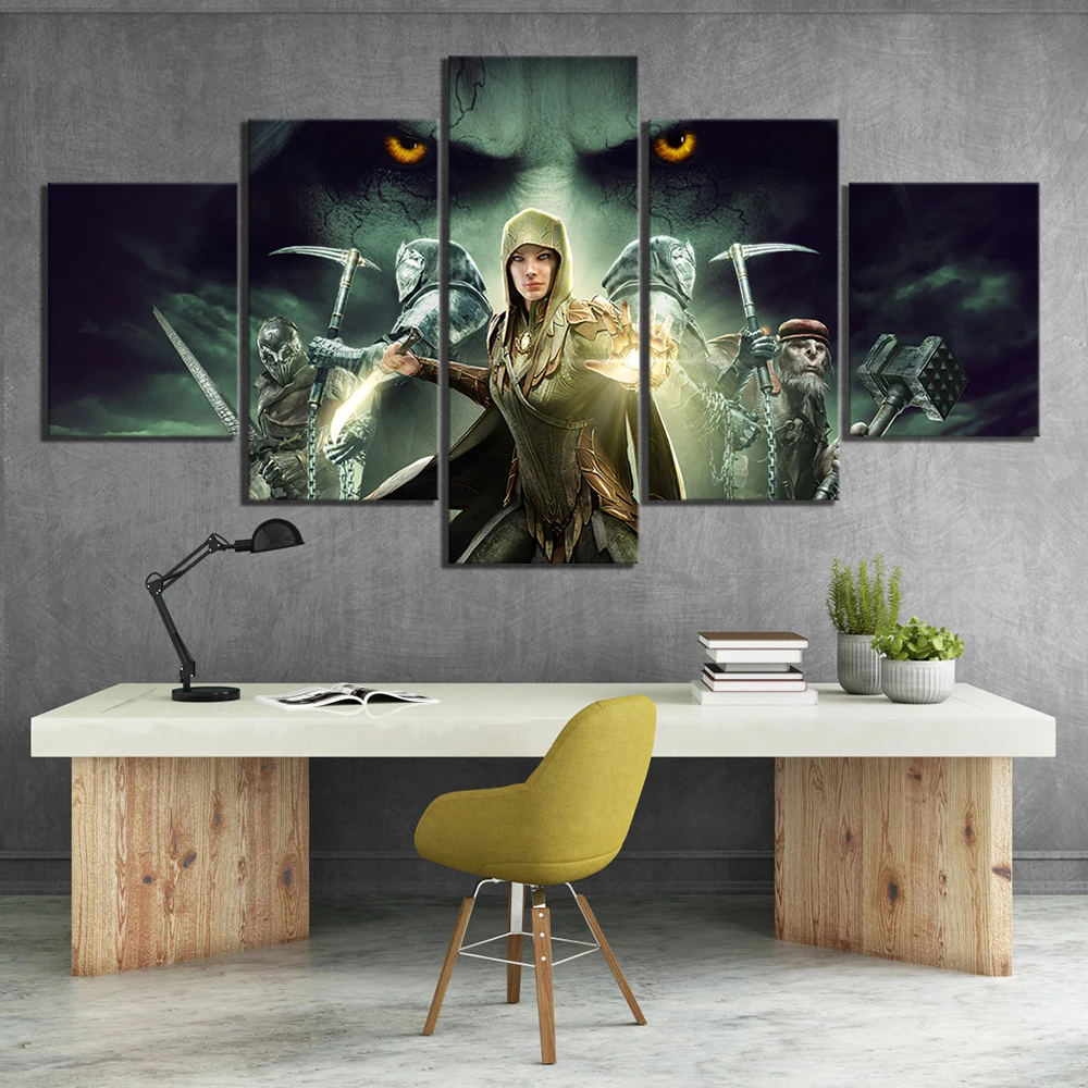 5-Piece-Fantasy-Art-HD-Pictures-Middle-Earth-Shadow-of-War-Game-Poster-Artwork-Canvas-Paintings