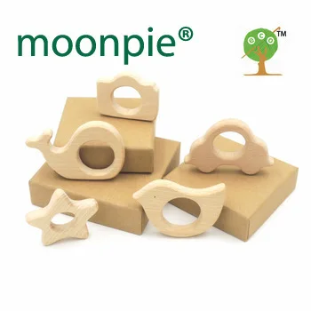 NEW Set of 5 wooden teethers organic wooden Whale camera star bird car shaped teethers Beech Wood Pendant EA77