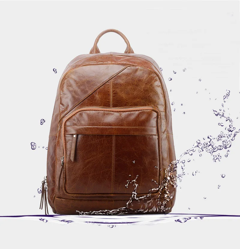 AETOO мужская кожаная сумка Винтажный дорожный первый слой масло воск кожаный рюкзак для компьютера
