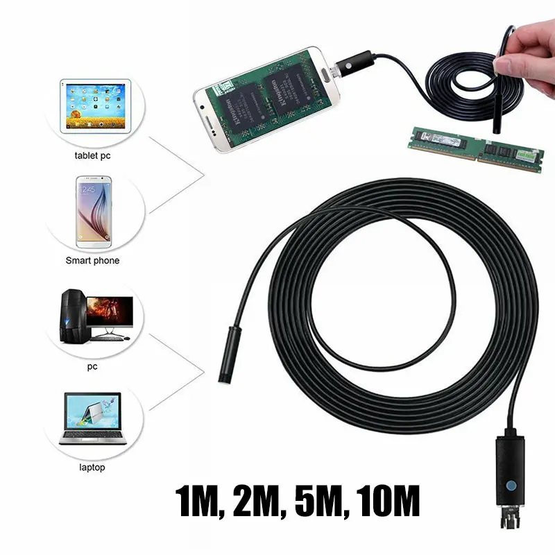 Ear Spoon Borescope Endoscope 5.5/7mm 2 in 1 Inspection Real-Time Video Portable Practical Photos Computers Metal Plastic | Инструменты