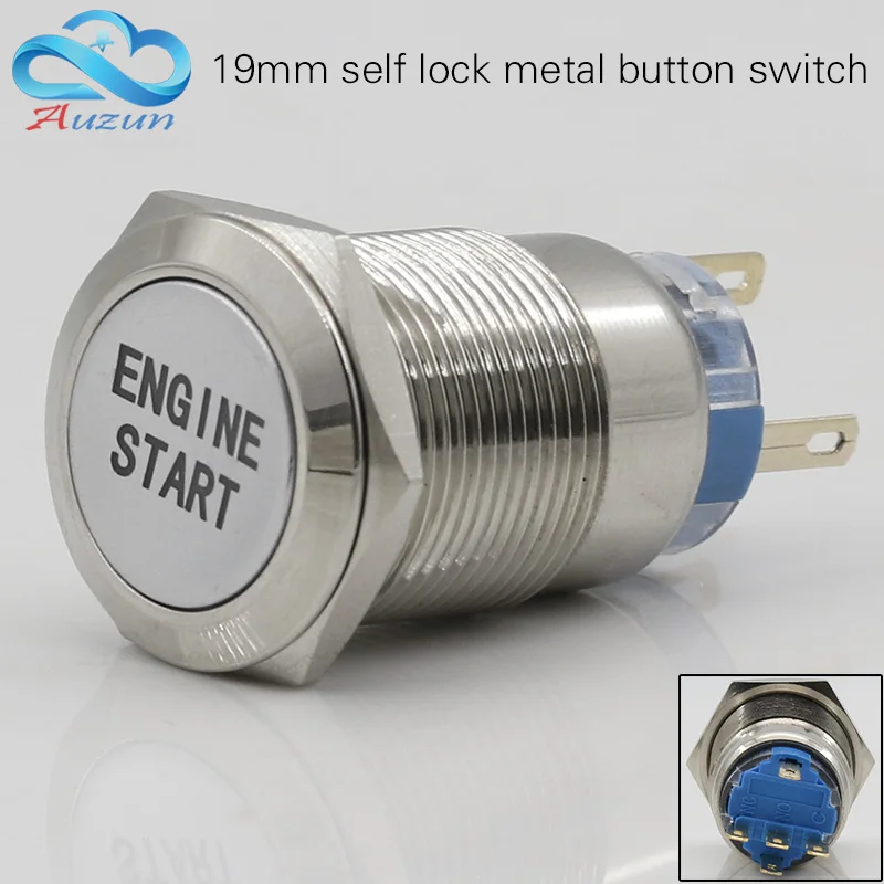 

19mm self-locking metal button switch engine start power source 3A current copper plated nickel waterproof can be customized