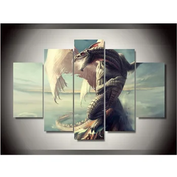 

New Style Unframed 5 Pcs Canvas Printings Comics Dragon Painting Wall Art Home Decoration Poster Canvas