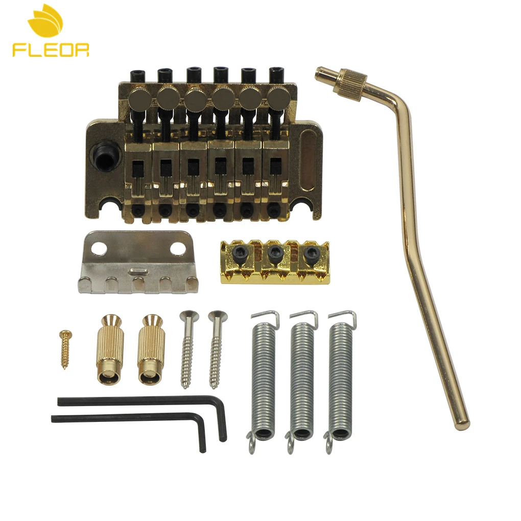 FLEOR Guitar Double Locking Tremolo Bridge Golden Locking Nut Lock For Floyd Rose Guitar Parts