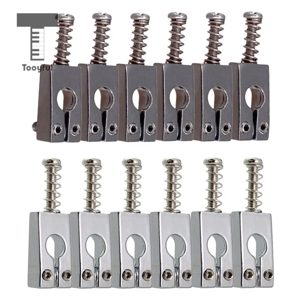Tooyful 6pcs Guitar Rollers Saddle Bridge String Saddles for Electric Guitar -Black