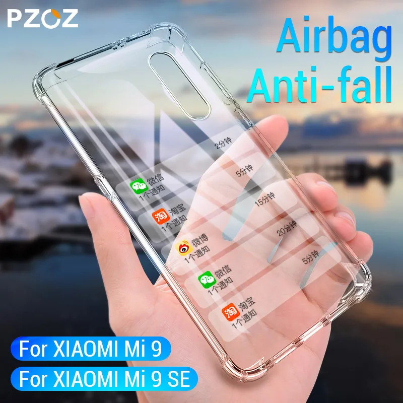 PZOZ Case For Xiaomi Mi 9 SE Mobile Phone Protective Bag Transparent Shockproof Silicone Clear TPU Soft Shell For Xiaomi Mi9 SE
