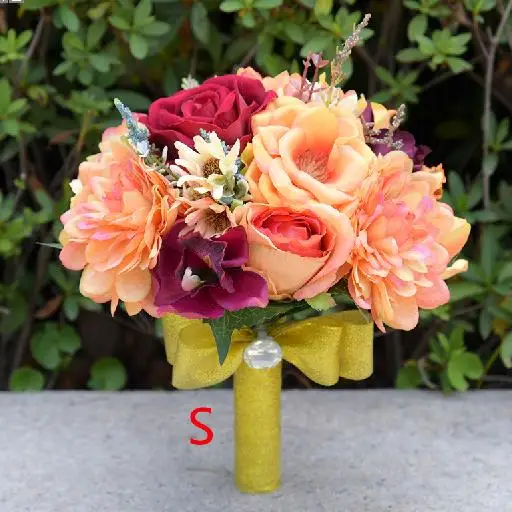 Perfectlifeoh дикие цветы невесты букеты розы свадебный цветок георгин букет - Цвет: Size S Bouquet only