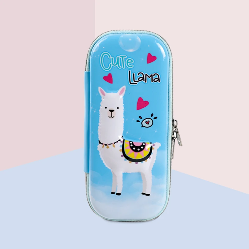 

TOPSTHINK Alpaca pattern school supplier cute EVA multi-layer pencil bag kawaii alpaca pencil case for kids gift