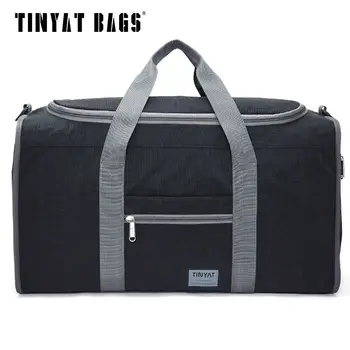 

TINYAT Male Men Travel Bag Folding Bag Protable Molle Women Tote Waterproof Nylon Casual Travel Duffel Bag Black luggage T-306