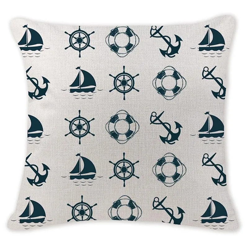 Индивидуальный чехол для подушки s с рисунком голубого морского компаса, чехол для подушки с рисунком якоря, морской корабль, чехол для подушки, декоративный Декор для дома