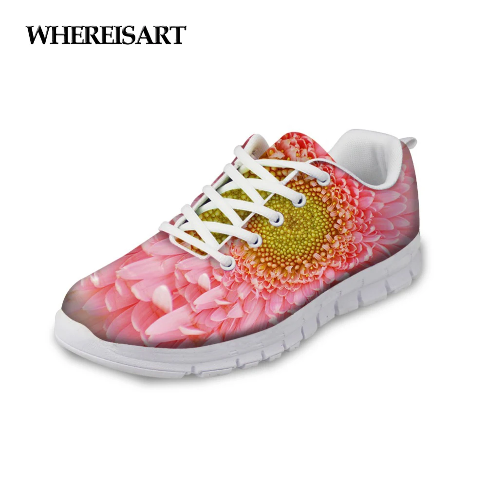 

WHEREISART Women Sneakers 3D Flower Printing Shoes Girls Sping Female Breathable Flats Walking Ladies Shoe Zapatos de Mujer