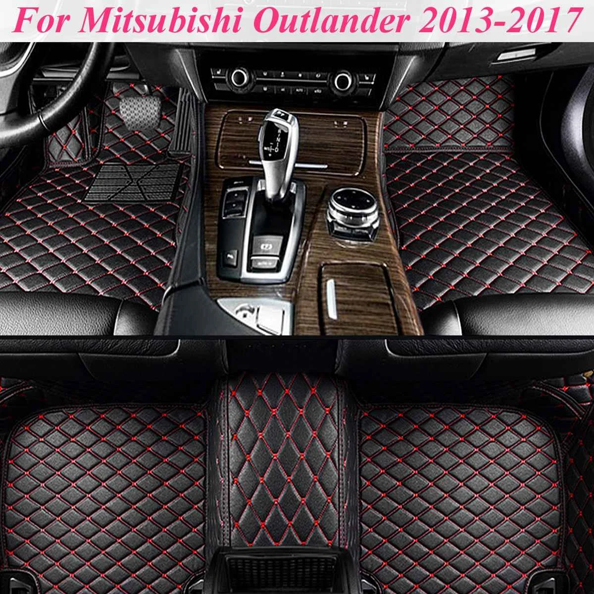 Автомобильные водонепроницаемые коврики для Mitsubishi Outlander Pajero Sport Asx 2011 2012 2013 автомобильные аксессуары коврик для ног - Название цвета: Black Red Wire