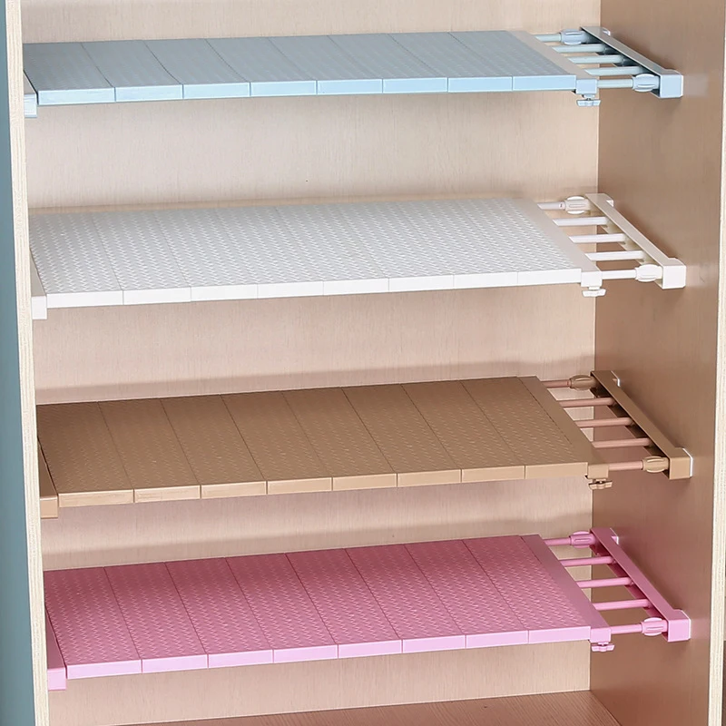 

New Kitchen Organizer Wardrobe Storage Layered Separator Kitchen Free Nail Storage Rack Scalable Partition Shelf #236421