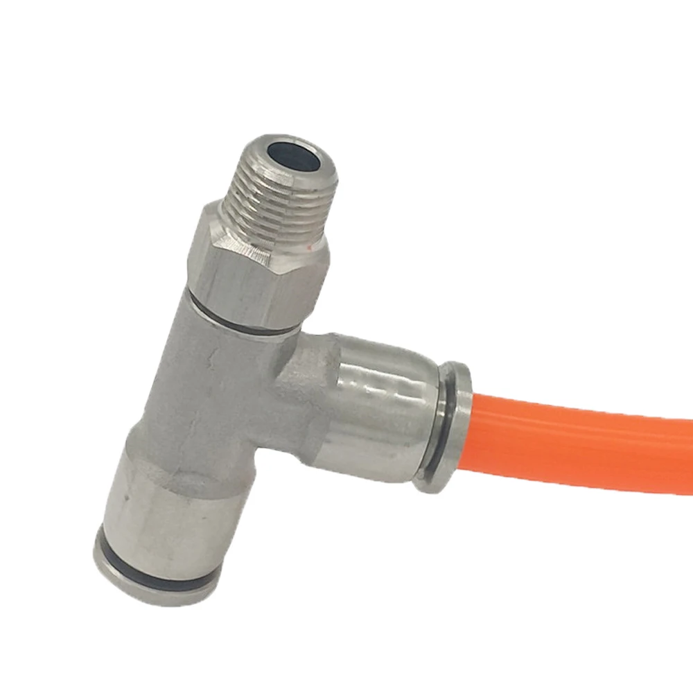 

M5 M6 1/8" 1/4" 3/8" 1/2" BSPT Male Side Tee 3 Way Pneumatic 304 Stainless Steel Push In Quick Connector Release Air Fitting
