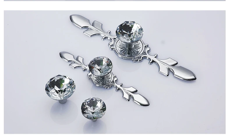 JD Luxury Diamond Crystal Handles Shoebox Cabinet Furniture Handles Closet Door Drawer Knobs Wardrobe Pulls Hardware