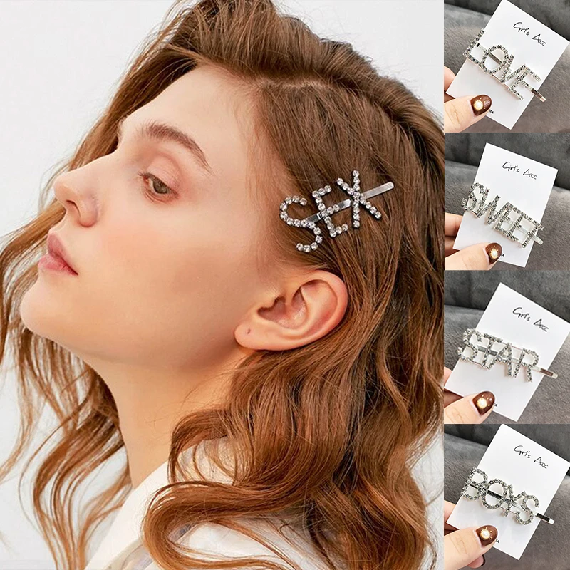 

2019 New Letters Hair Clips For Women Girls Fashion Barrette Tools Hairpins Alloy Headwear Personality Hair Accessories