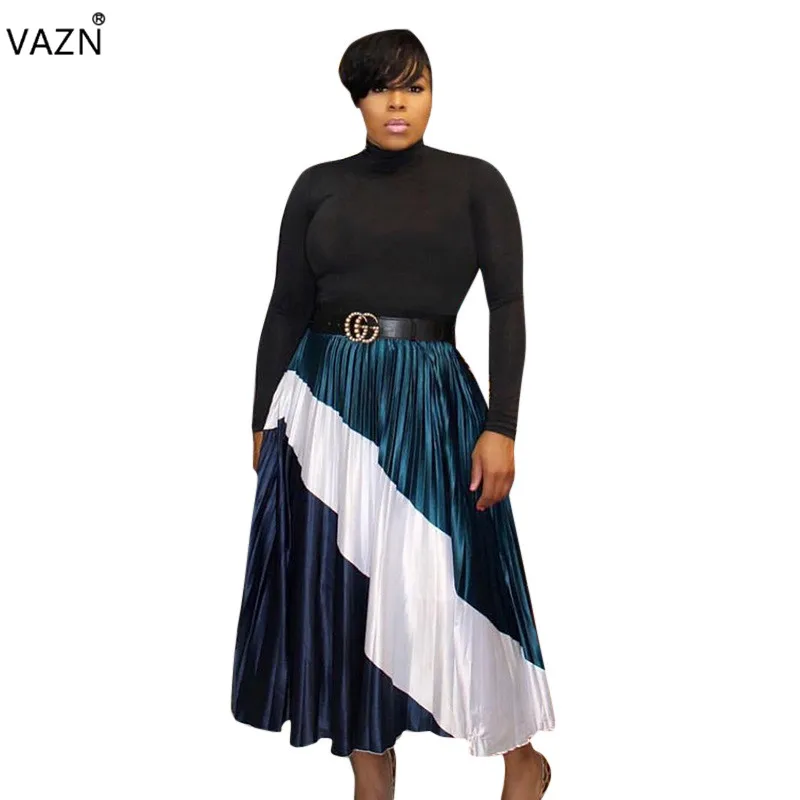 VAZN Осень век снижение моды г. Элегантные пикантные Стиль Для женщин юбки лоскутное леди Pleater шифоновое макси юбки SMD5805