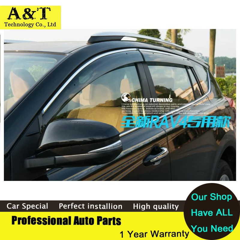 

Windows visor car styling Chrome Wind Deflector Viso Rain / Sun Guard Vent FITS 2013 2014 For Toyota RAV 4 Rain shield