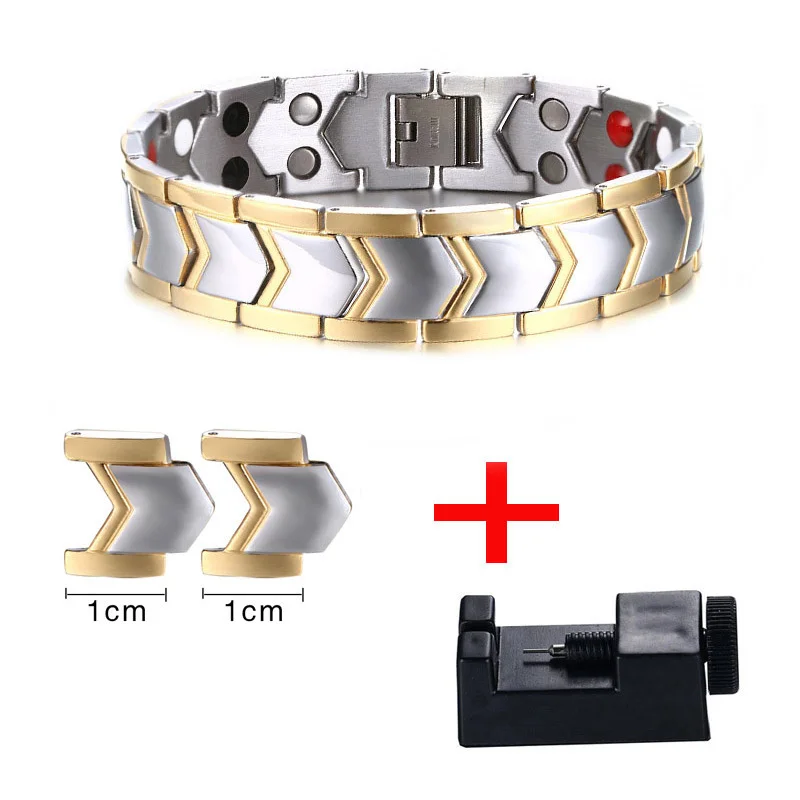 Meaeguet 15 мм широкий титановый магнитный браслет для здоровья для мужчин ювелирные изделия DIY Регулируемая длина "-9" - Окраска металла: Add 2 pcs parts